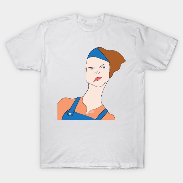 Curious girl in a jumpsuit T-Shirt by diplikaya